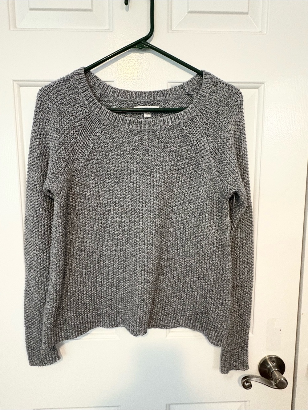 American Eagle coquette Gray Chunky Knit Sweater XS Heather Gray Crewneck Fall